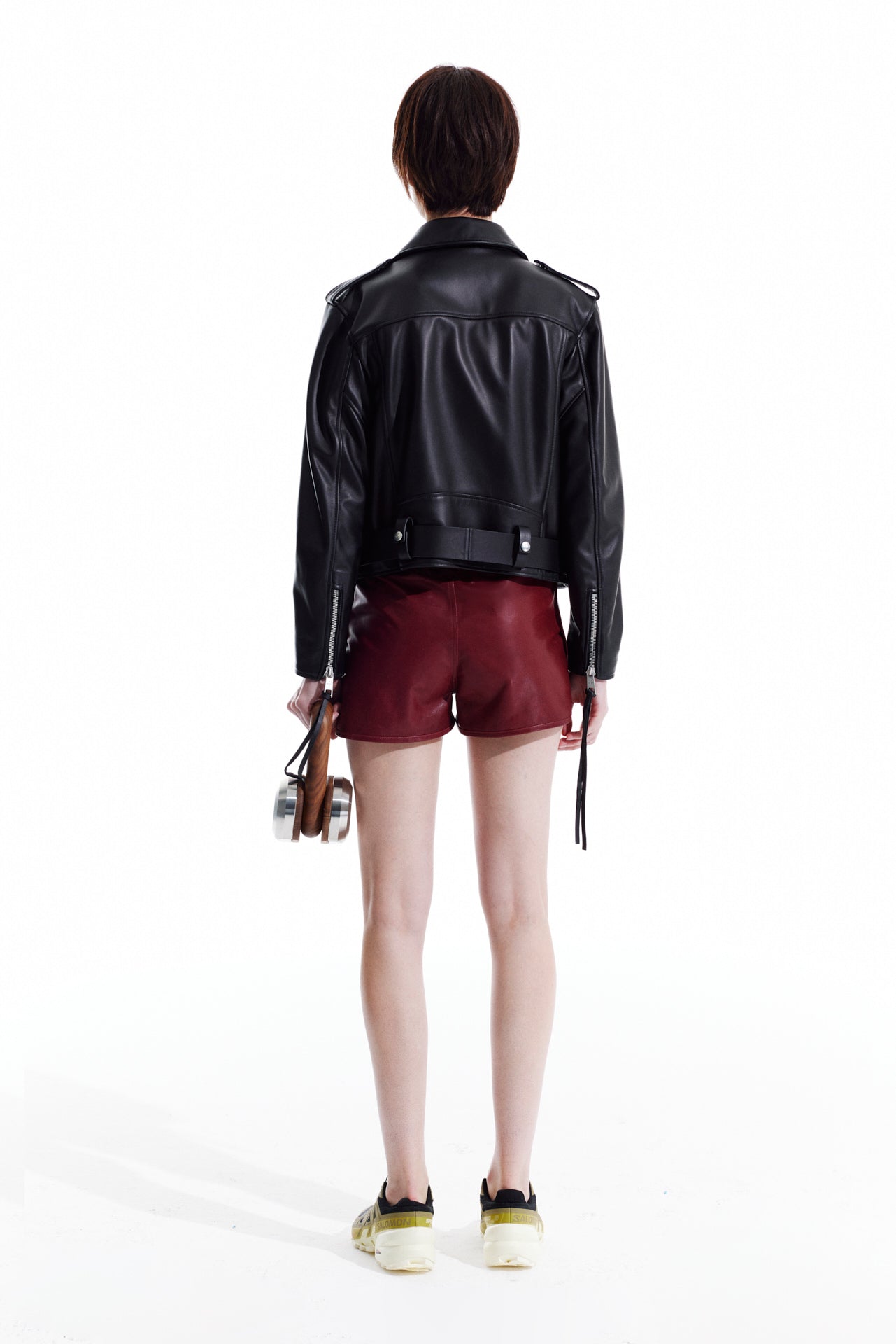 leather mini shorts - Dark navy