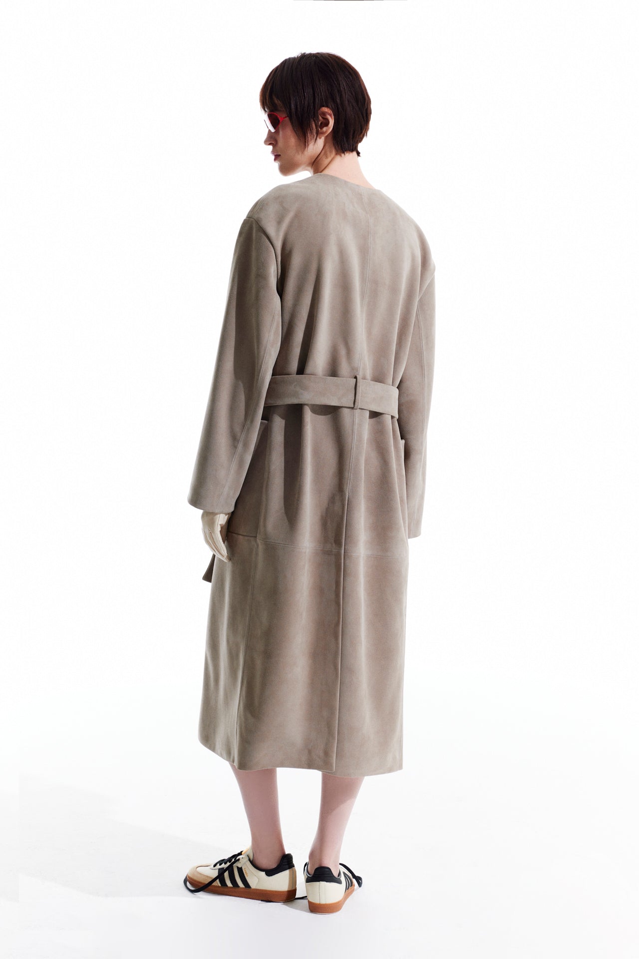 Long suede cardigan - Olive