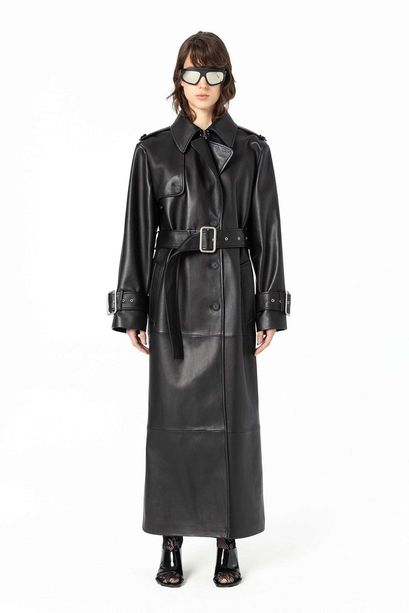 Cheek to Cheek Trench Coat | Leather - Black