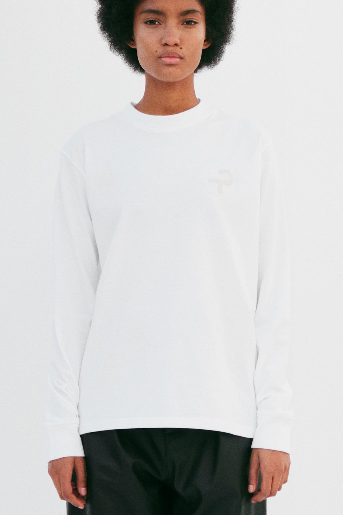 Amblem Branded Long Sleeve T-Shirt | White