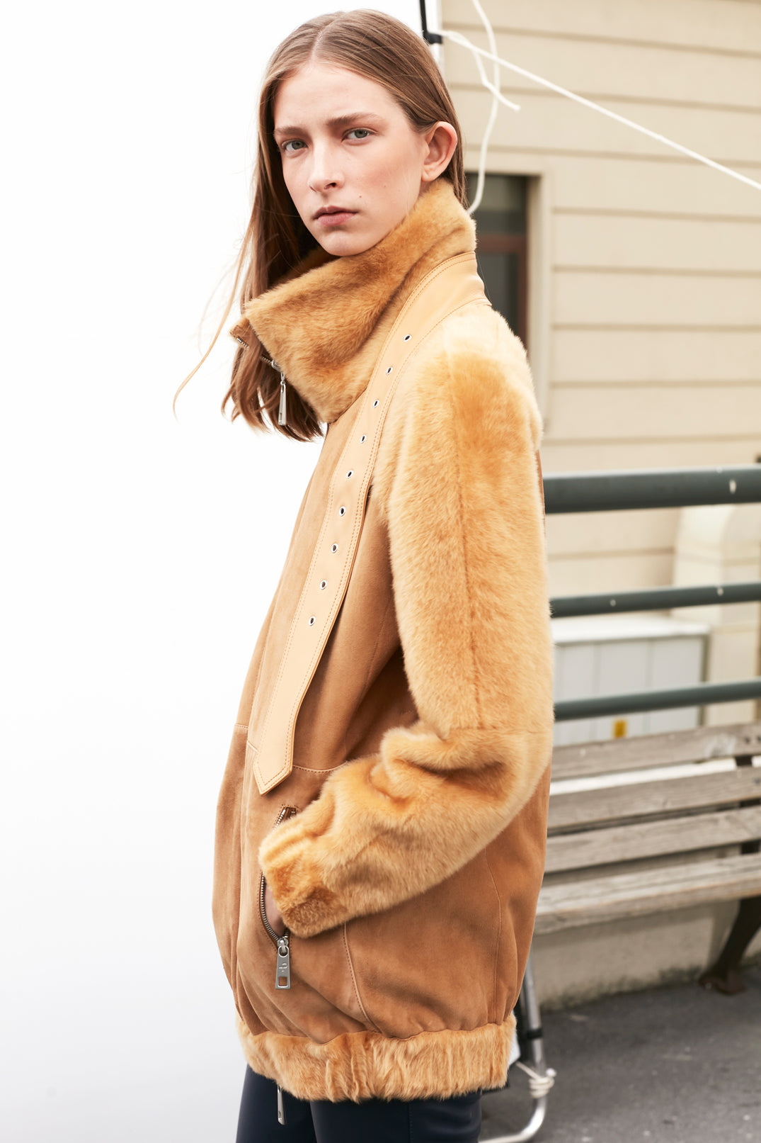 "Daffodil" Shearling Bomber Jacket - Common Leisure 