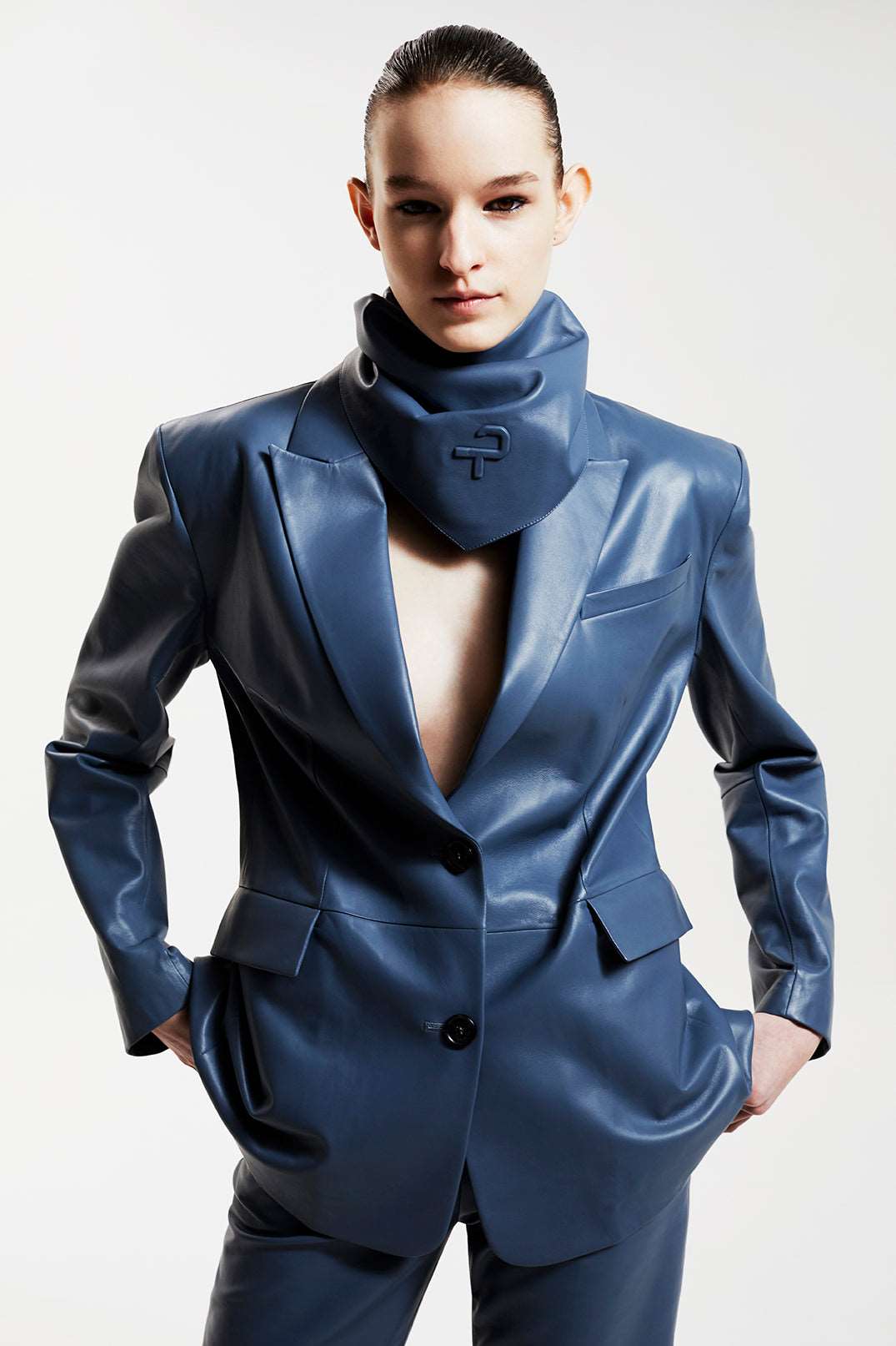POWER BLAZER SUIT JACKET - GREY BLUE