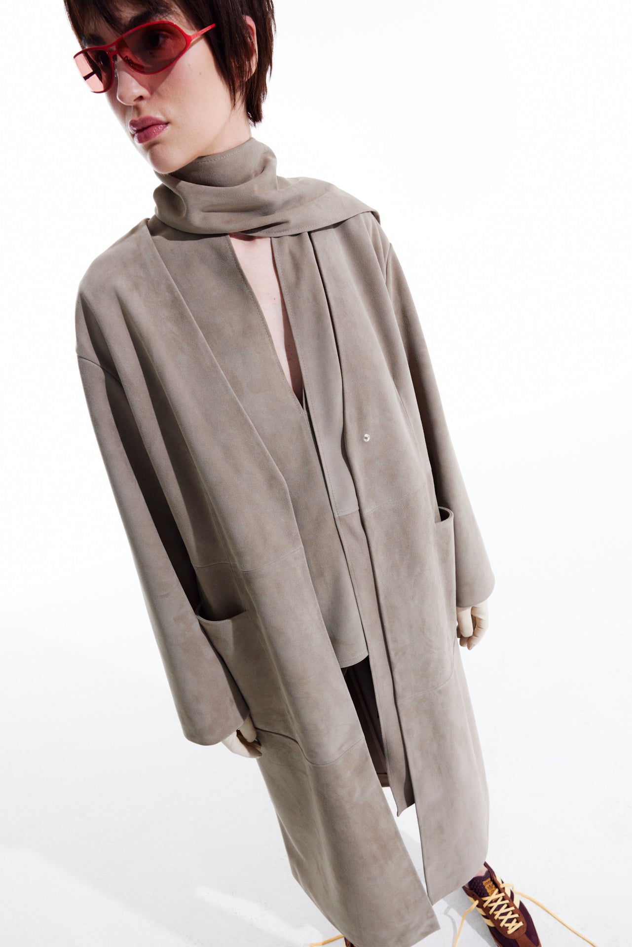 Long Suede Cardigan - Stone Beige