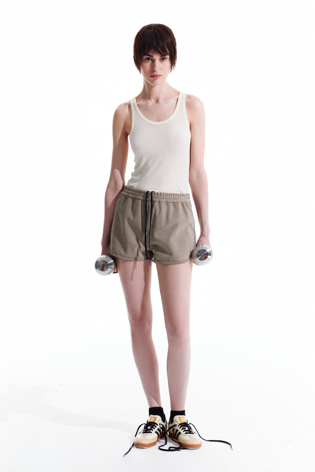 Suede Mini Shorts - Stone Beige