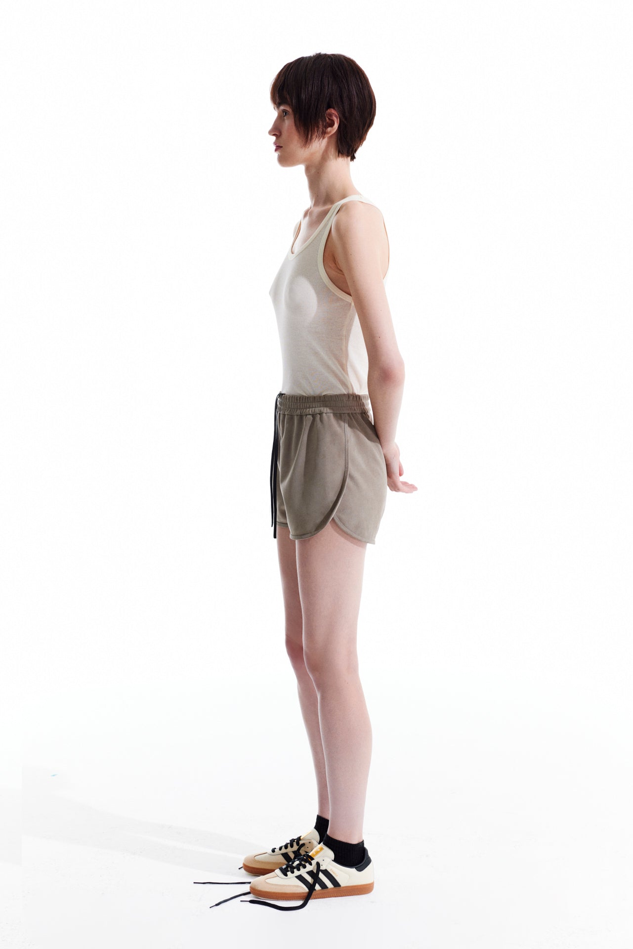 Suede Mini Shorts - Stone Beige