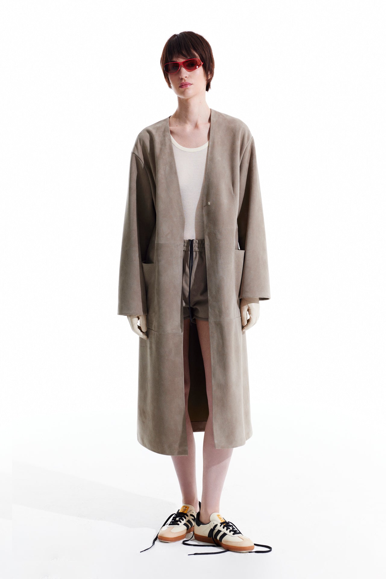 Long Suede Cardigan - Stone Beige