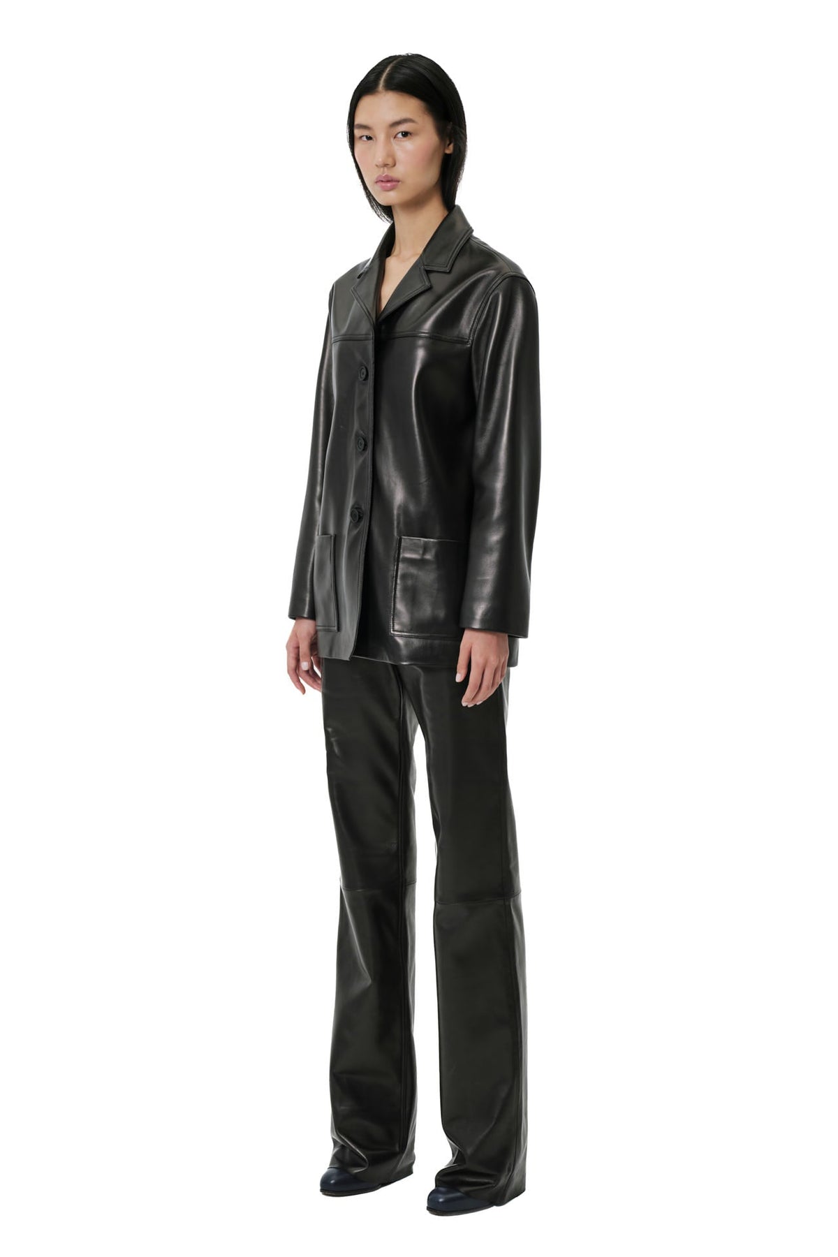 Workwear Jacket | Leather – Glossy Black