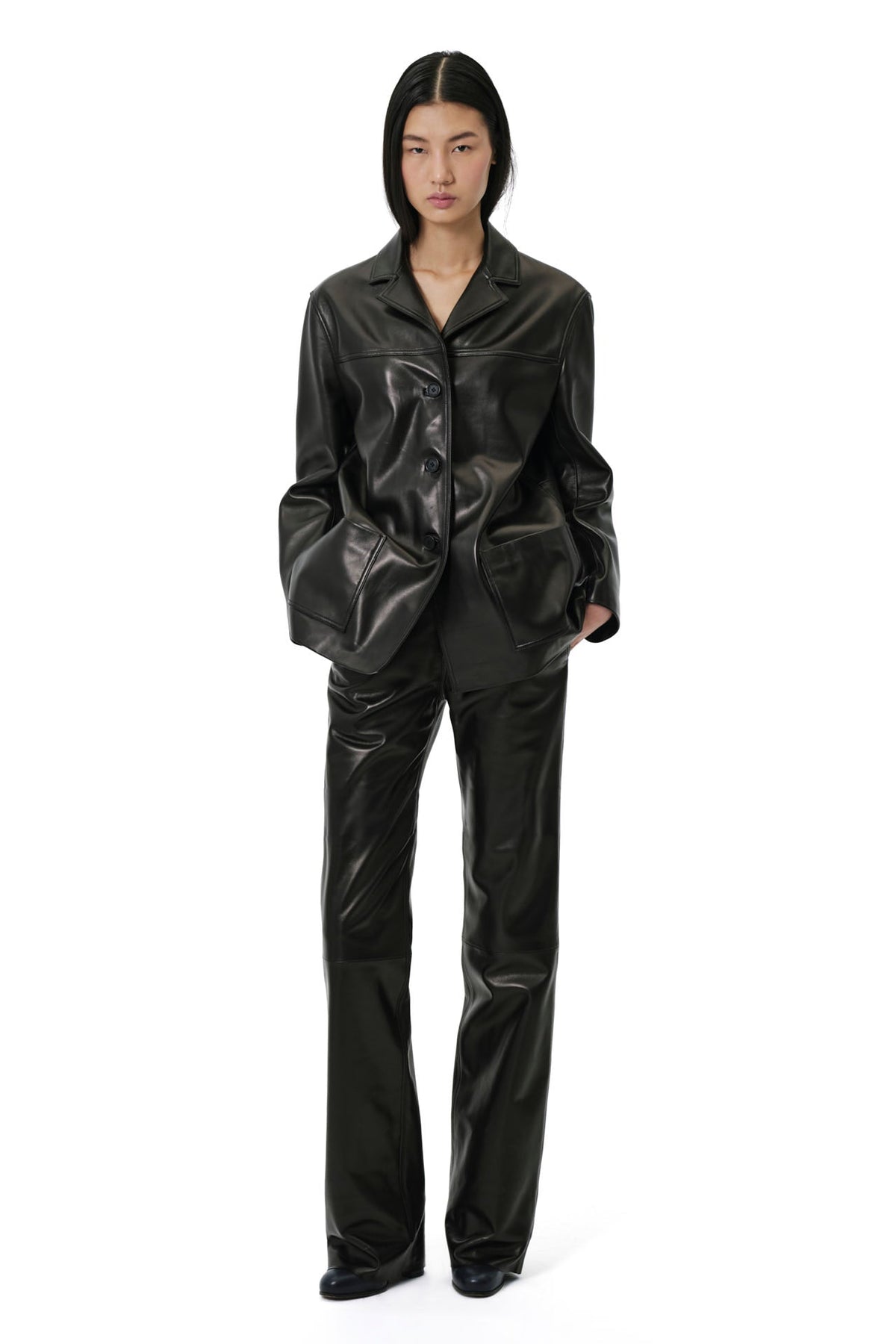 Workwear Jacket | Leather – Glossy Black