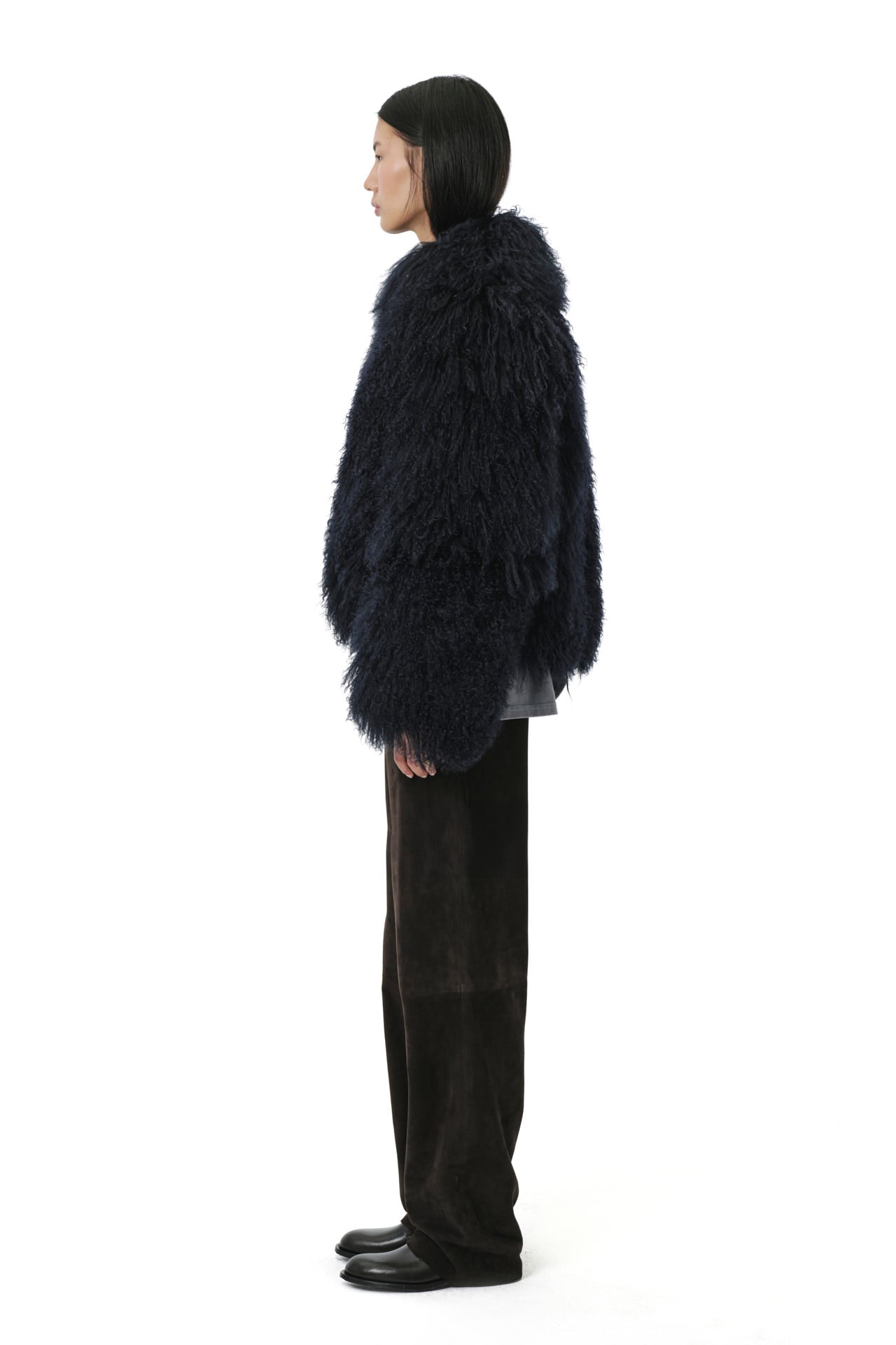 Shaggy Baby Mongolian Wool Coat 2.0 - Navy