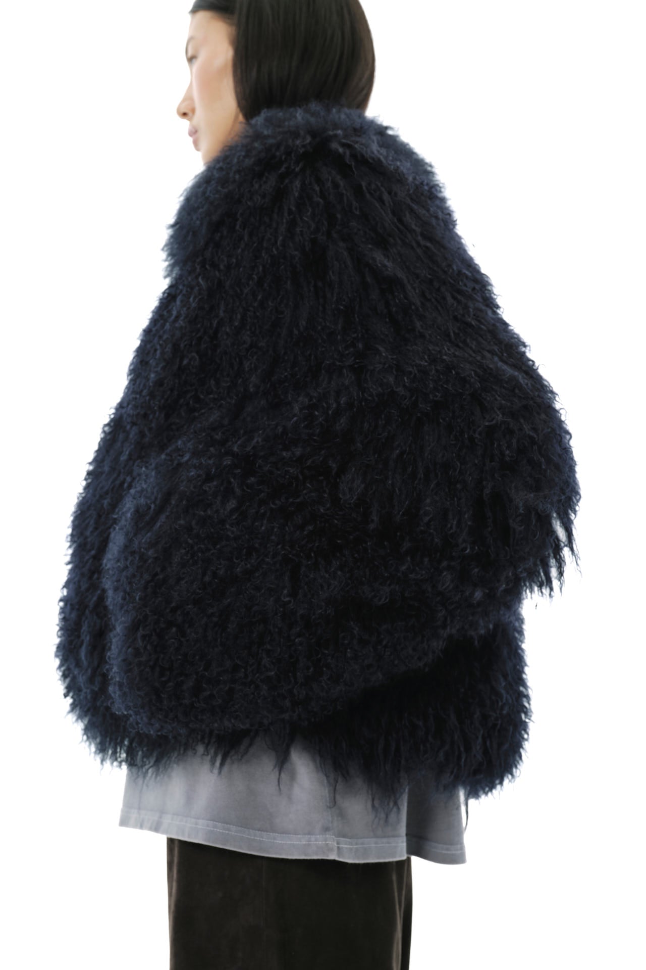 Shaggy Baby Mongolian Wool Coat 2.0 - Navy