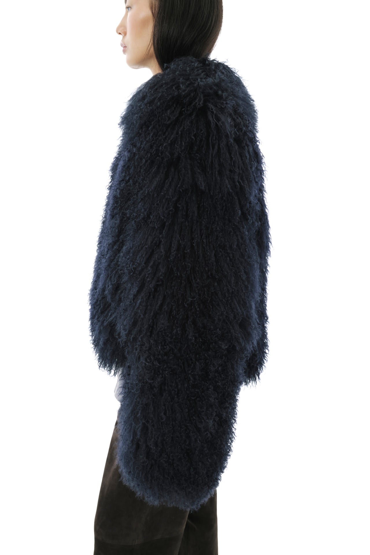 Shaggy Baby Mongolian Wool Coat 2.0 - Navy