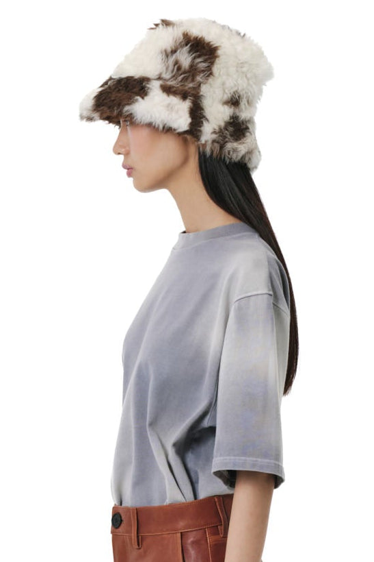 Bucket Hat - Natural Brown&White