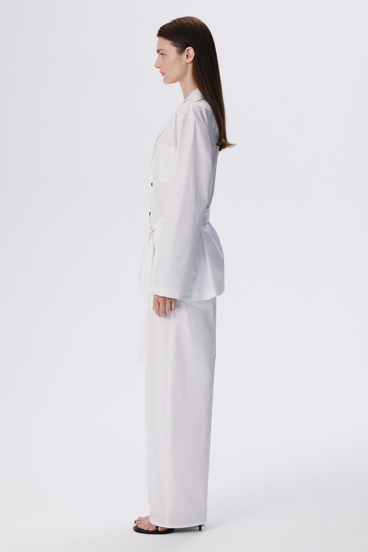 Soft Curve Barrel Pants | Cotton Poplin – White