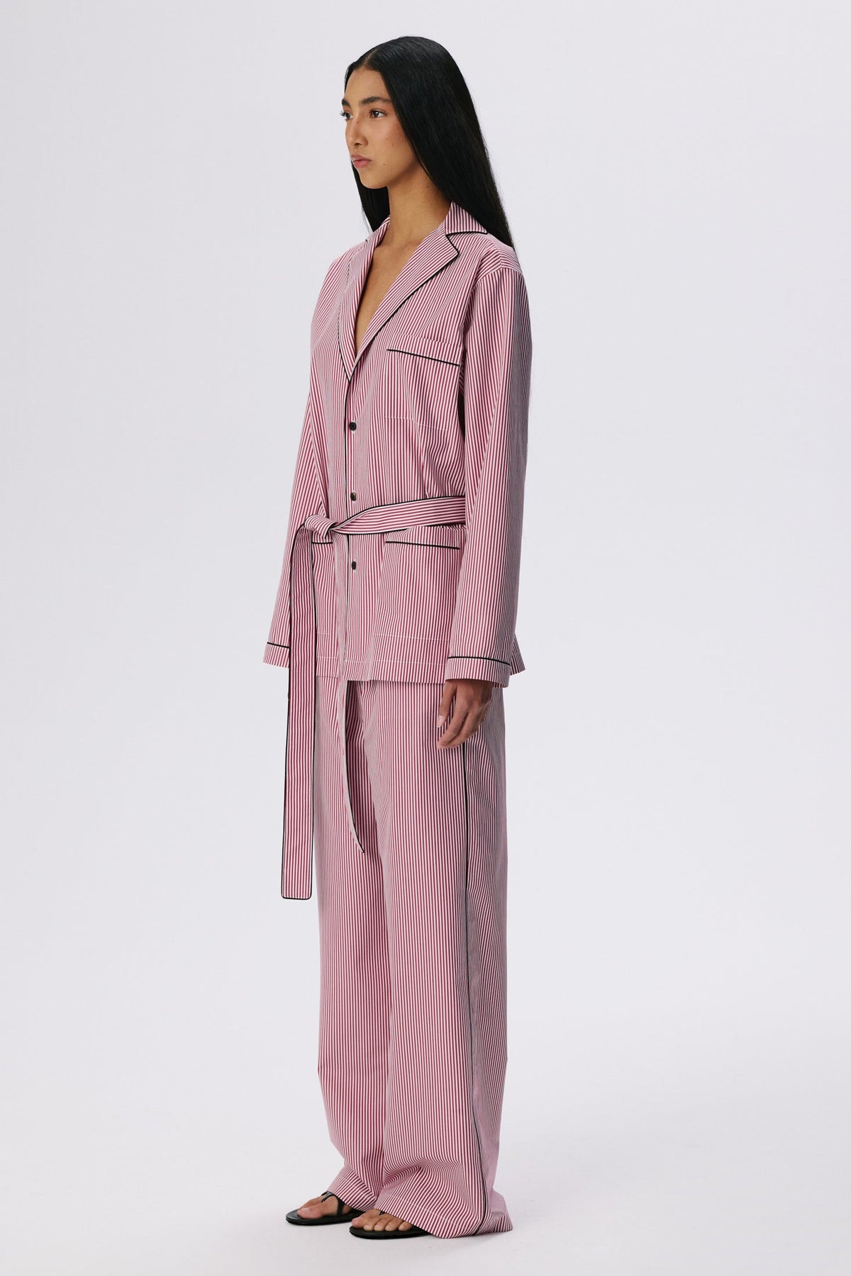 Lounge Pants | Cotton Poplin – Red Stripe