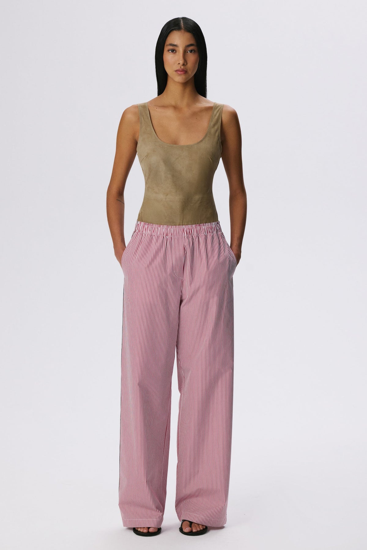 Lounge Pants | Cotton Poplin – Red Stripe