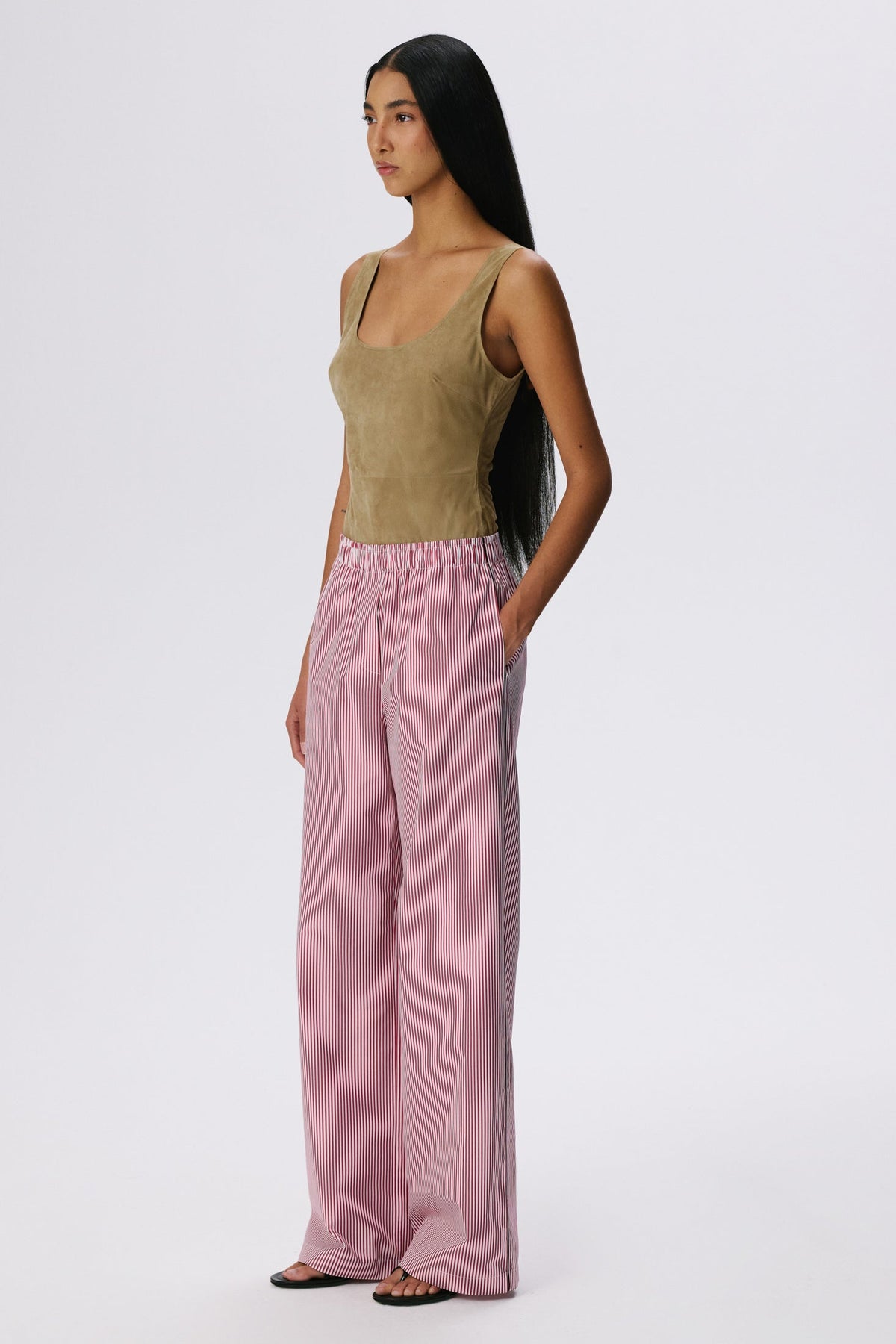 Lounge Pants | Cotton Poplin – Red Stripe