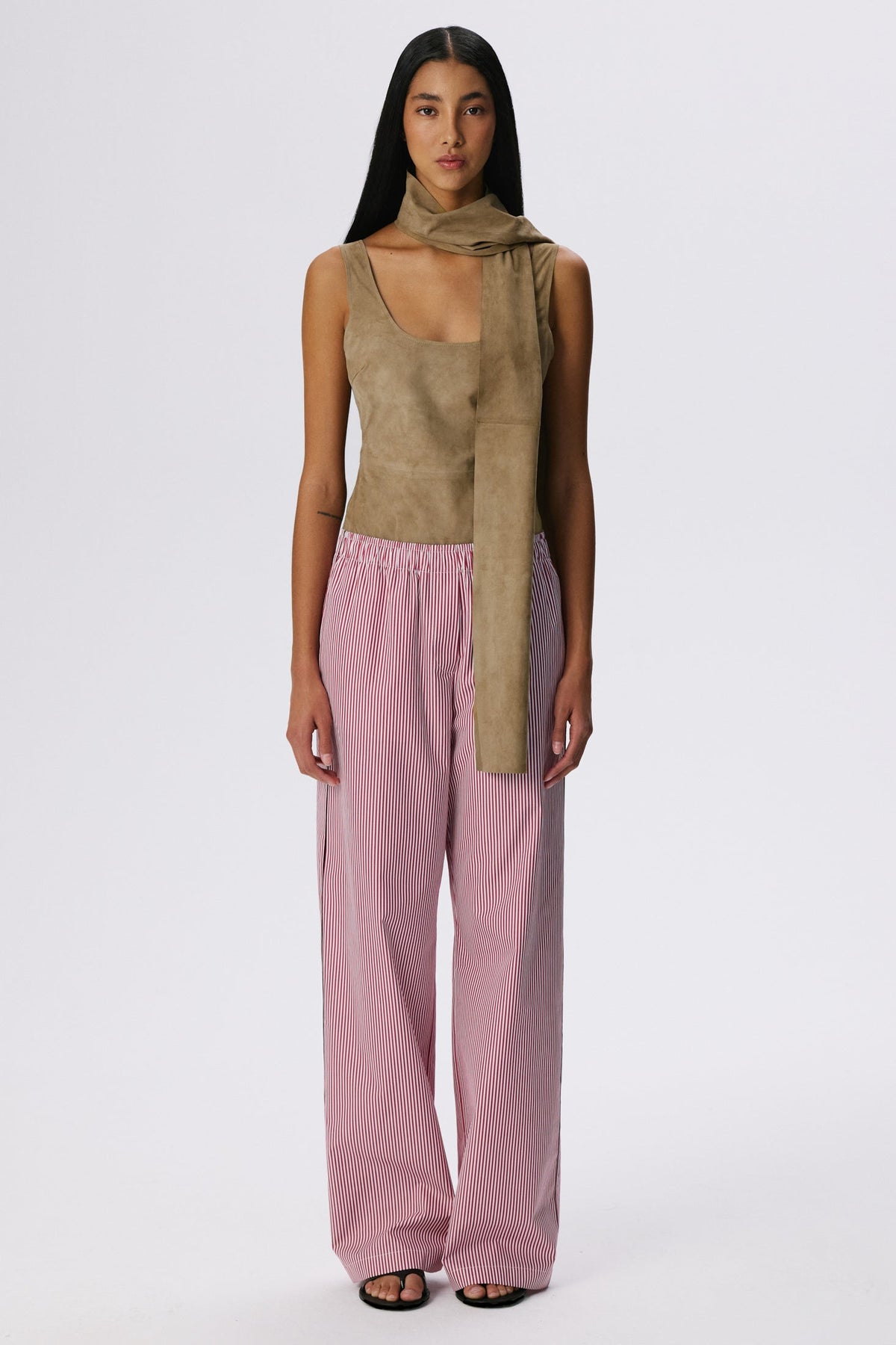 Lounge Pants | Cotton Poplin – Red Stripe