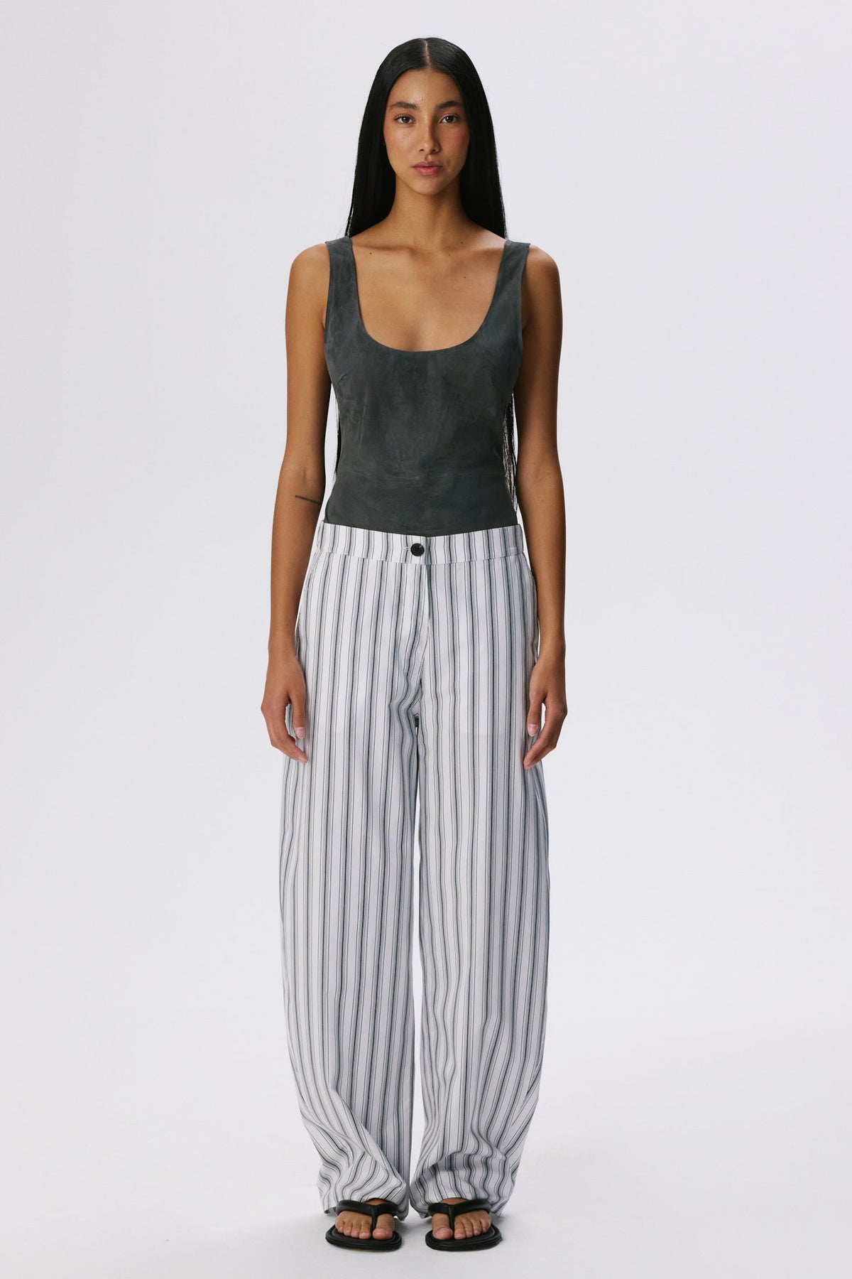 No Time Bodysuit | Metis Suede – Graphite