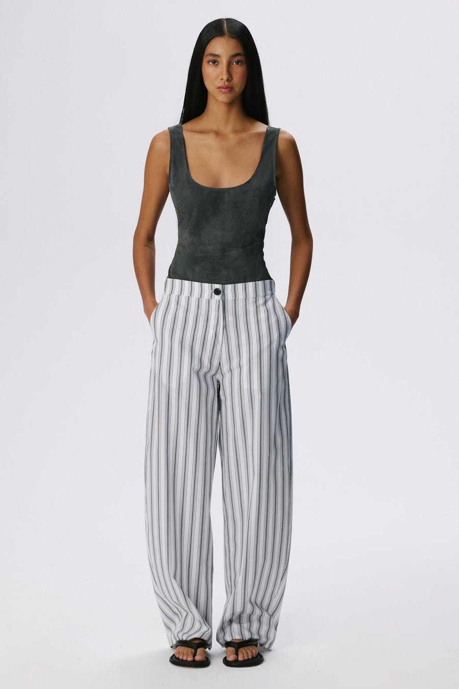 No Time Bodysuit | Metis Suede – Graphite