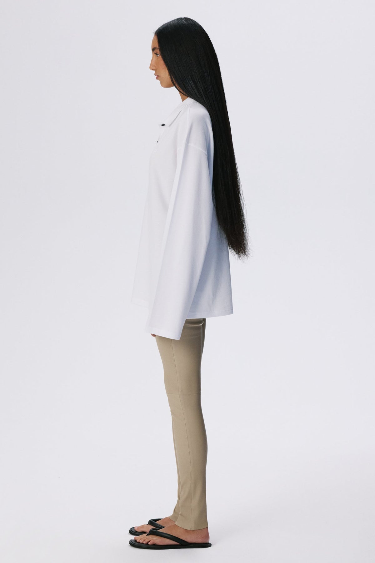 Stretch Leather Leggings | Beige