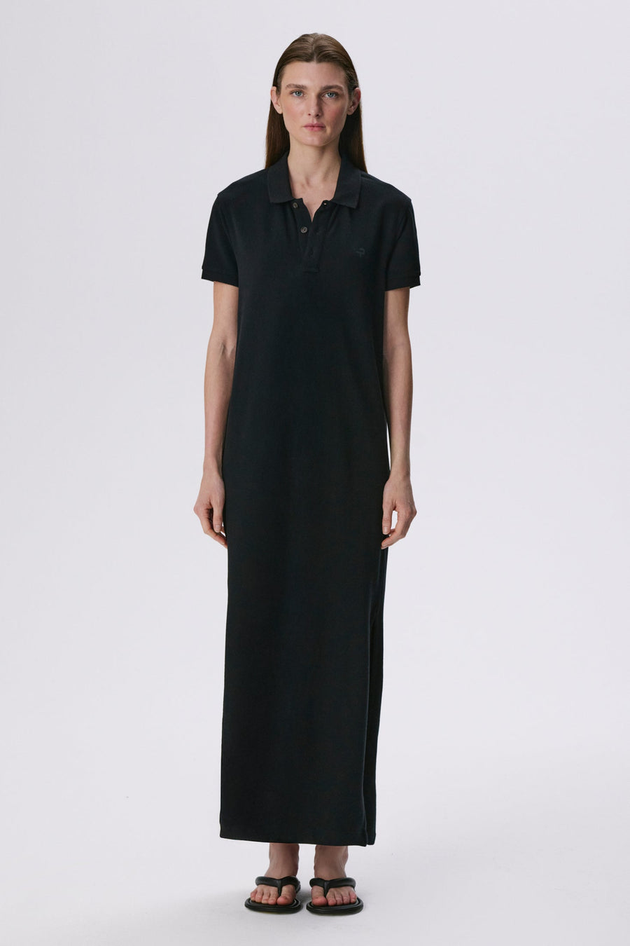 Polo Dress | Cotton Piqué – Black