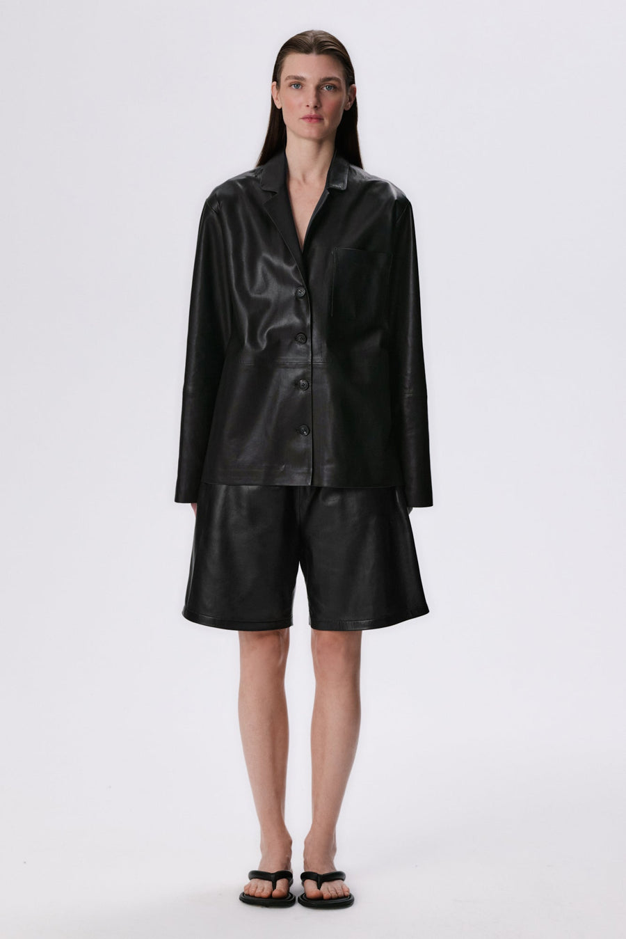 Pyjama Shirt | Ultra-Lightweight Leather – Black