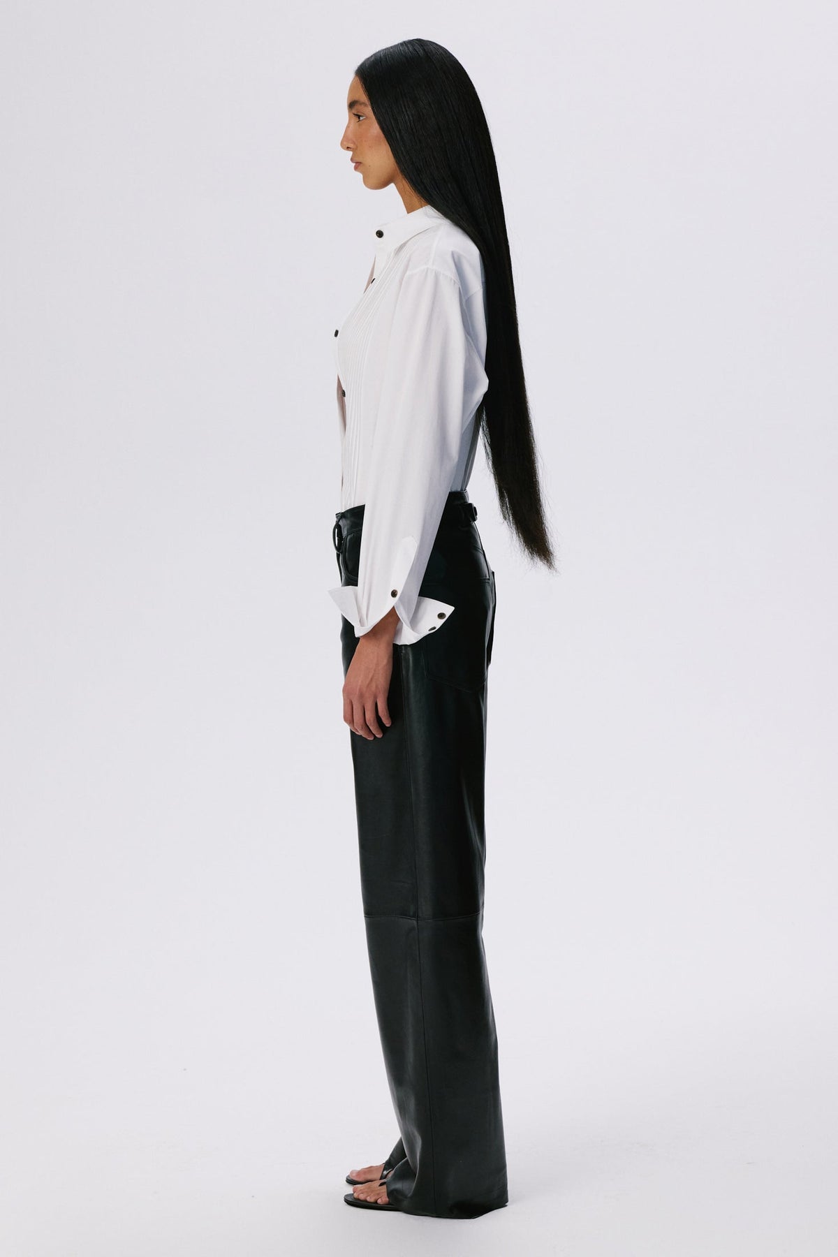 Soft Curve Barrel Pants | Leather – Black