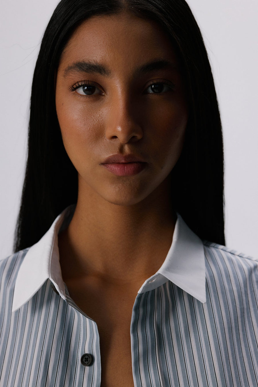 Tailored Shirt | Cotton Poplin – Grey Stripe
