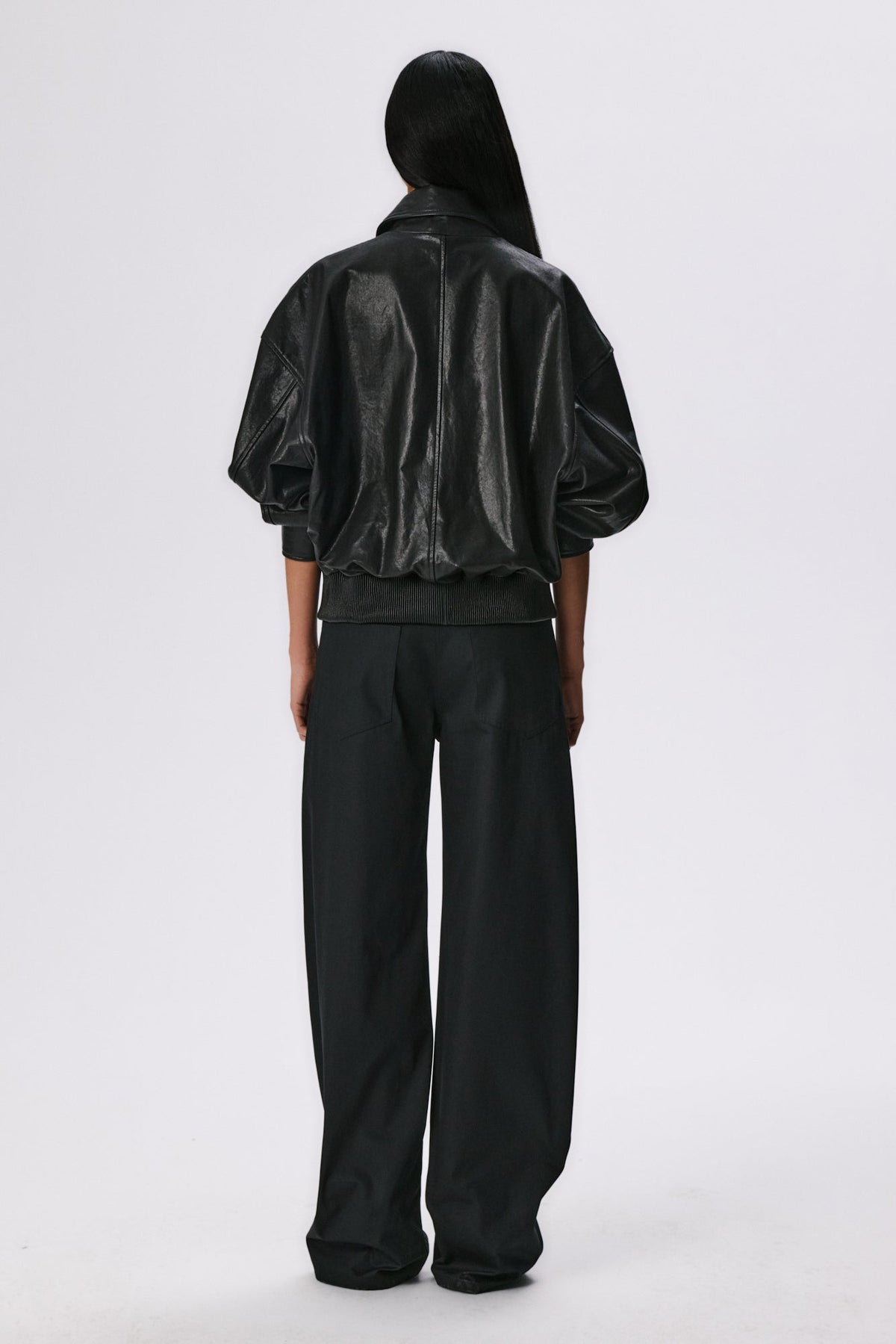 Ease Leather Bomber Jacket | Black