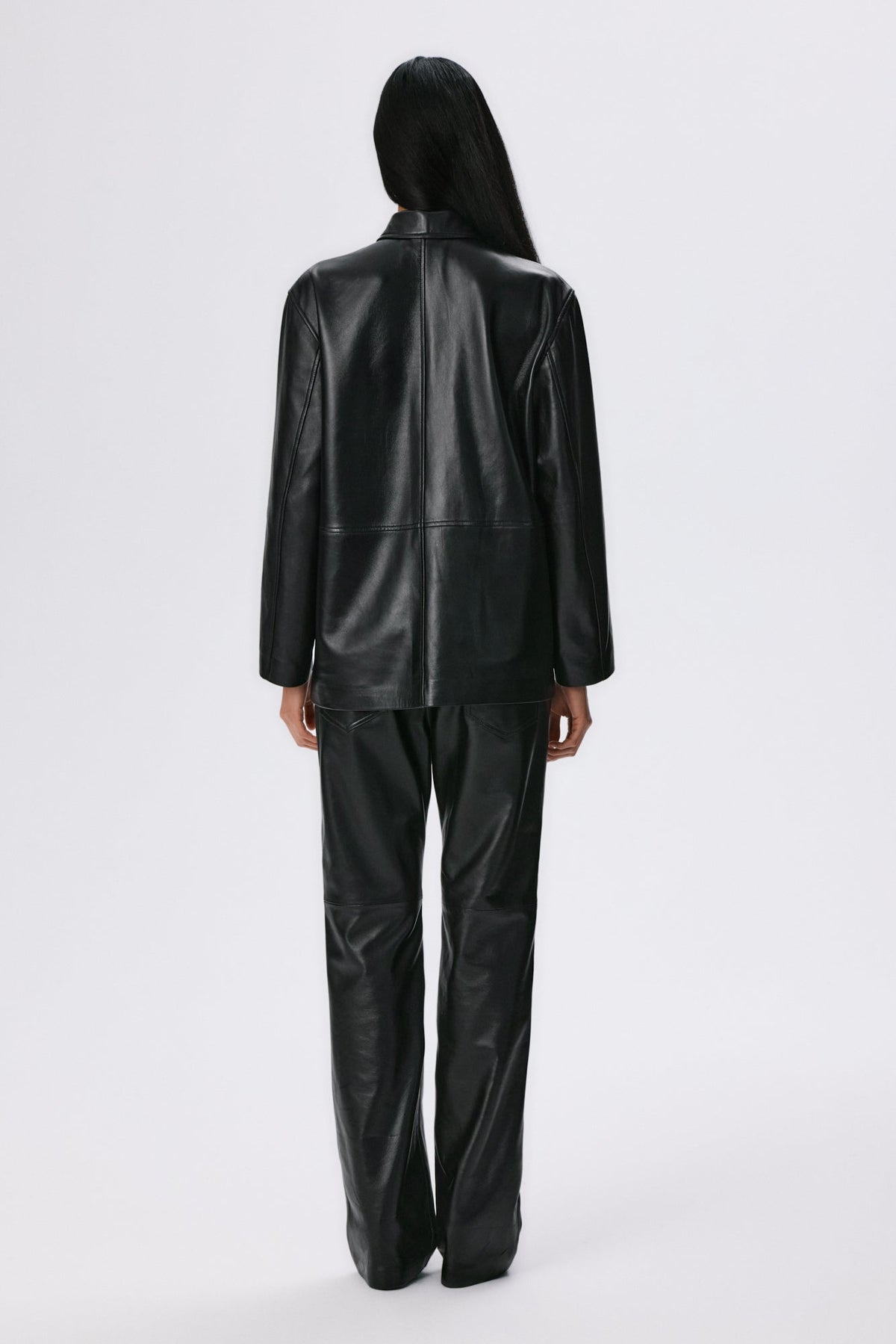 5 Pocket Straight Pants | Leather – Black