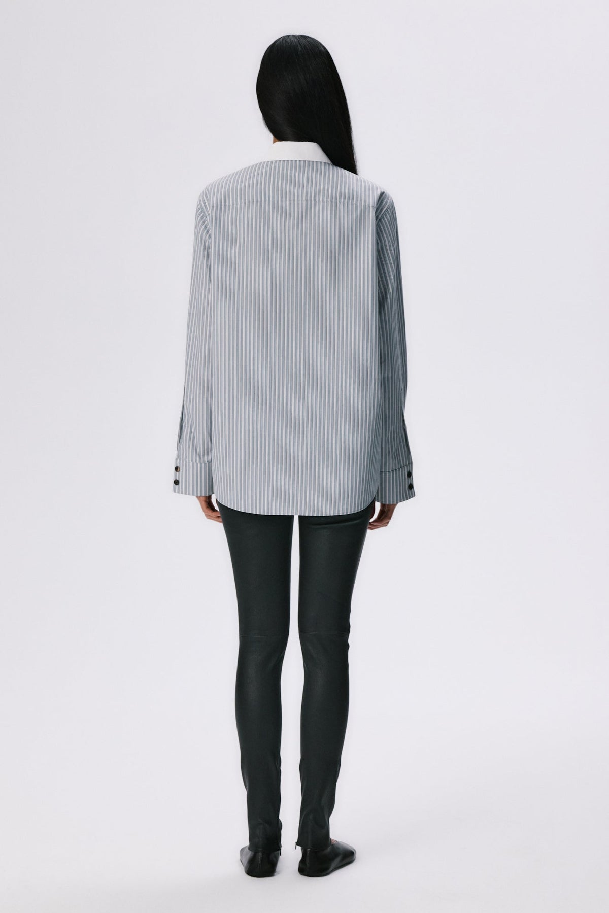 Tailored Shirt | Cotton Poplin – Grey Stripe