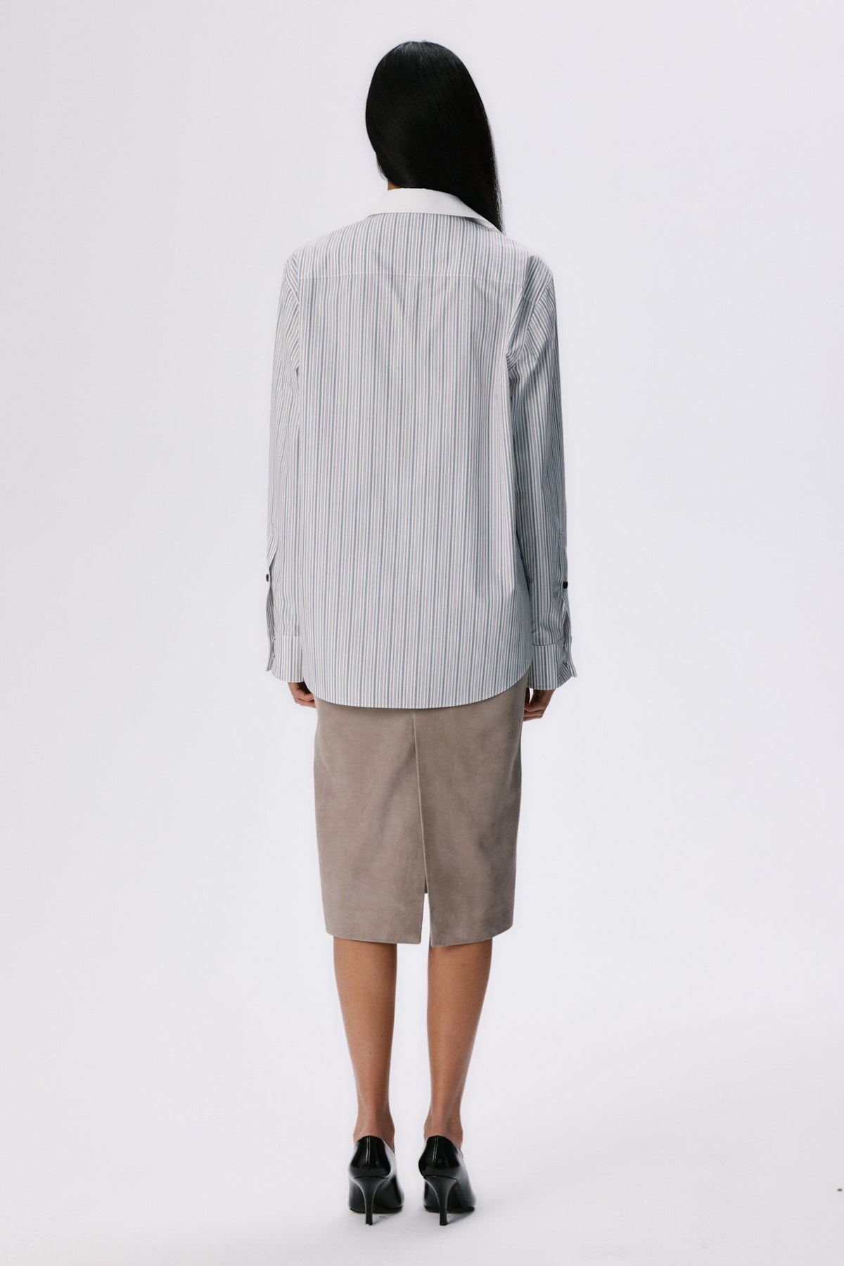 Tailored Shirt | Cotton Poplin – Beige Stripe