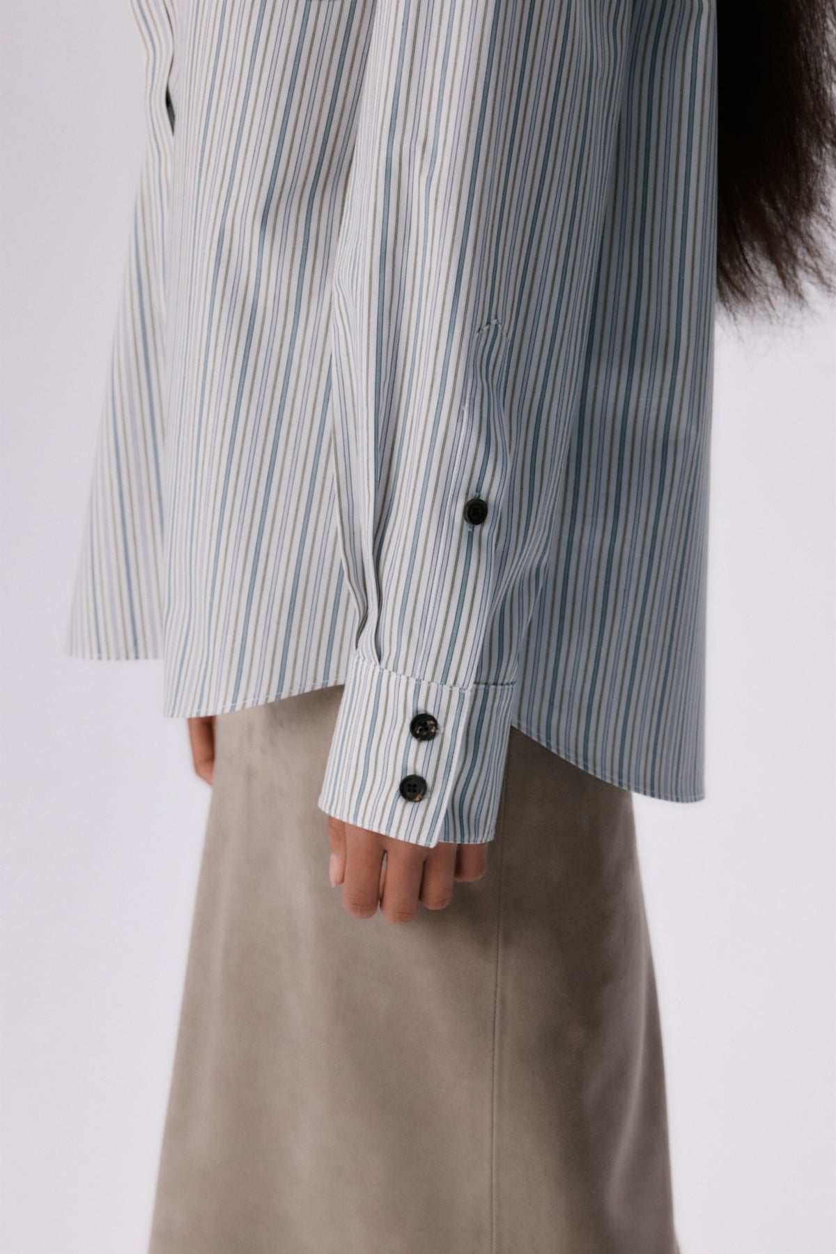 Tailored Shirt | Cotton Poplin – Beige Stripe