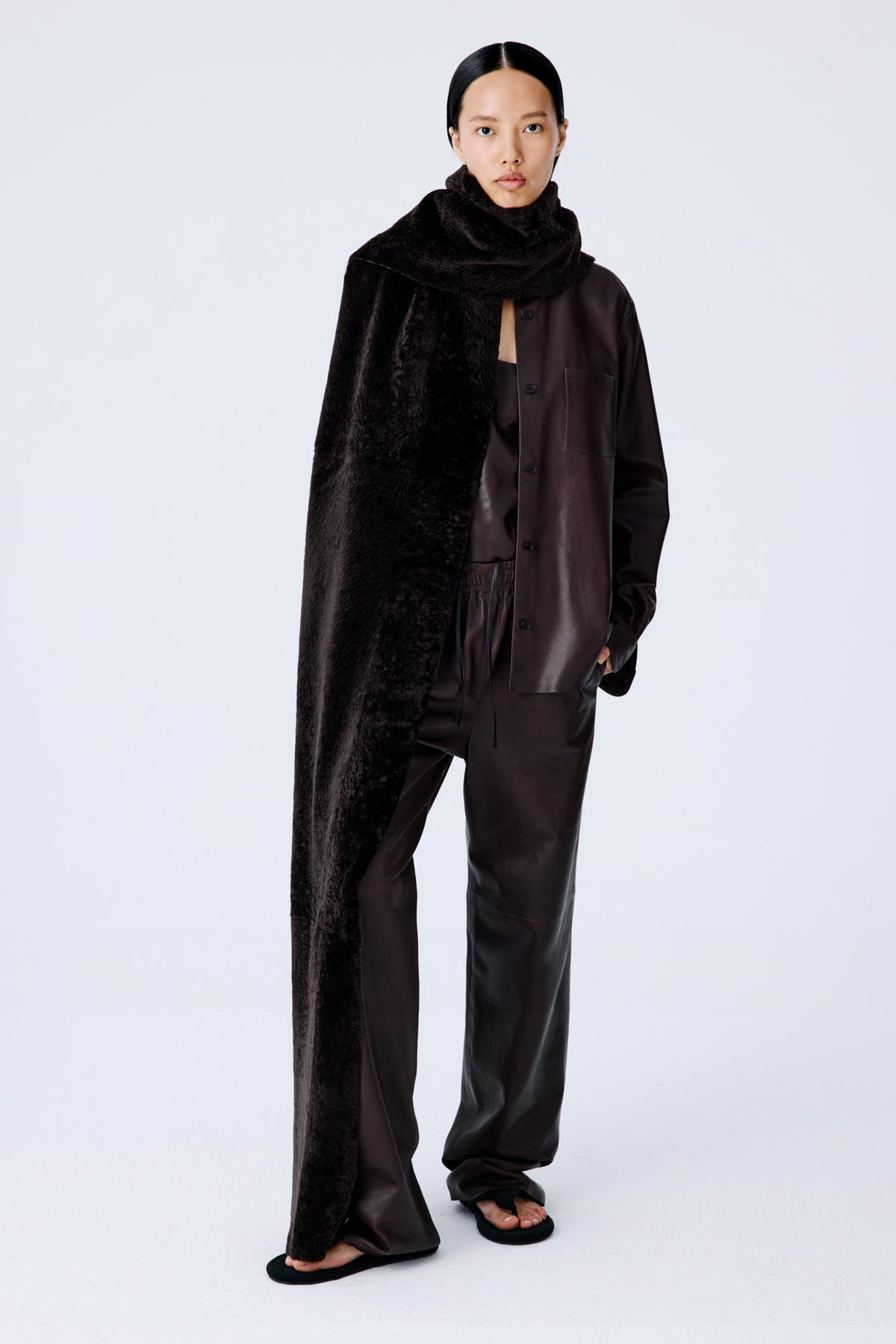 Shearling Cosmos Scarf | Dark Chocolate - Extra Long