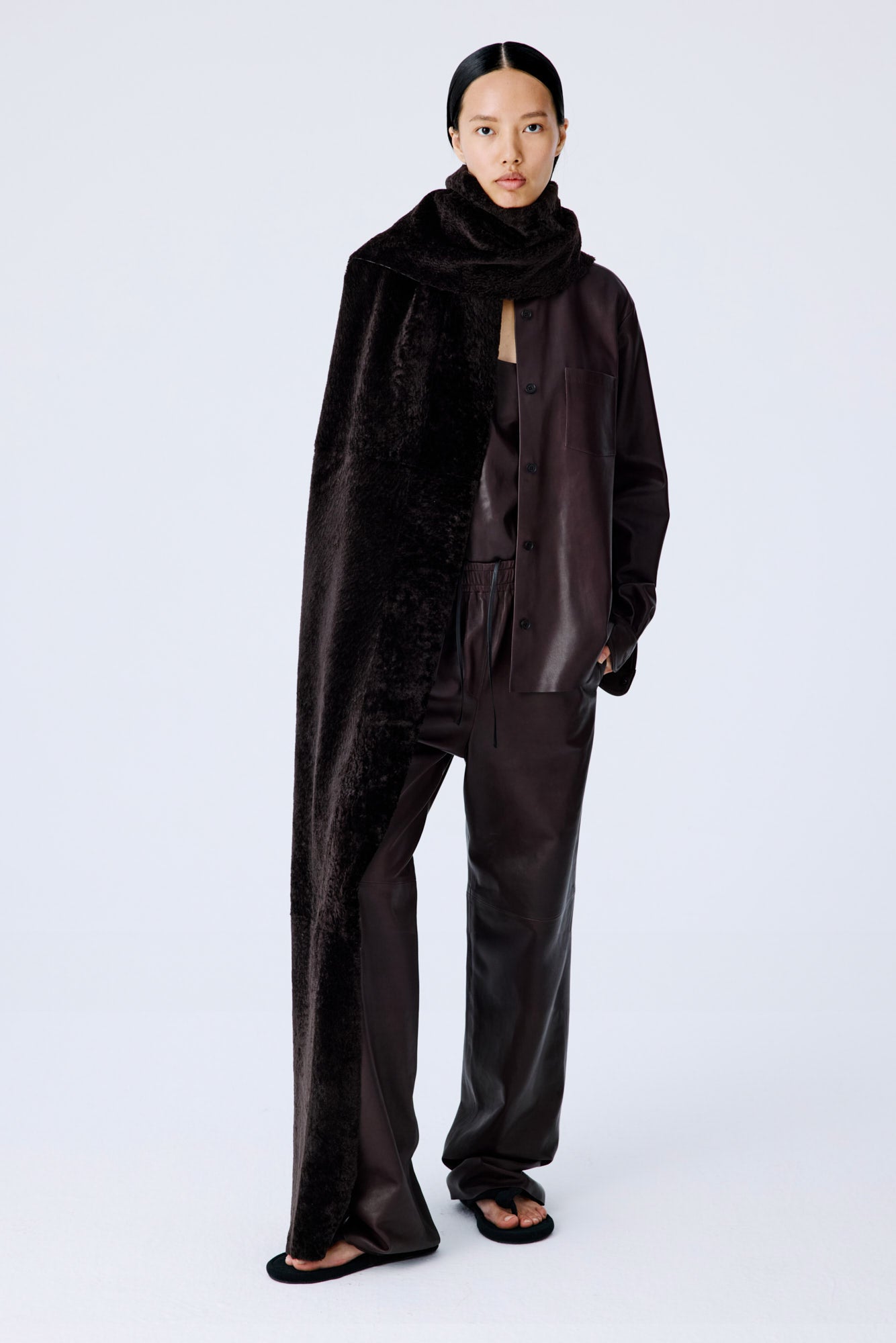 Shearling Cosmos Scarf - Dark Chocolate - Extra Long