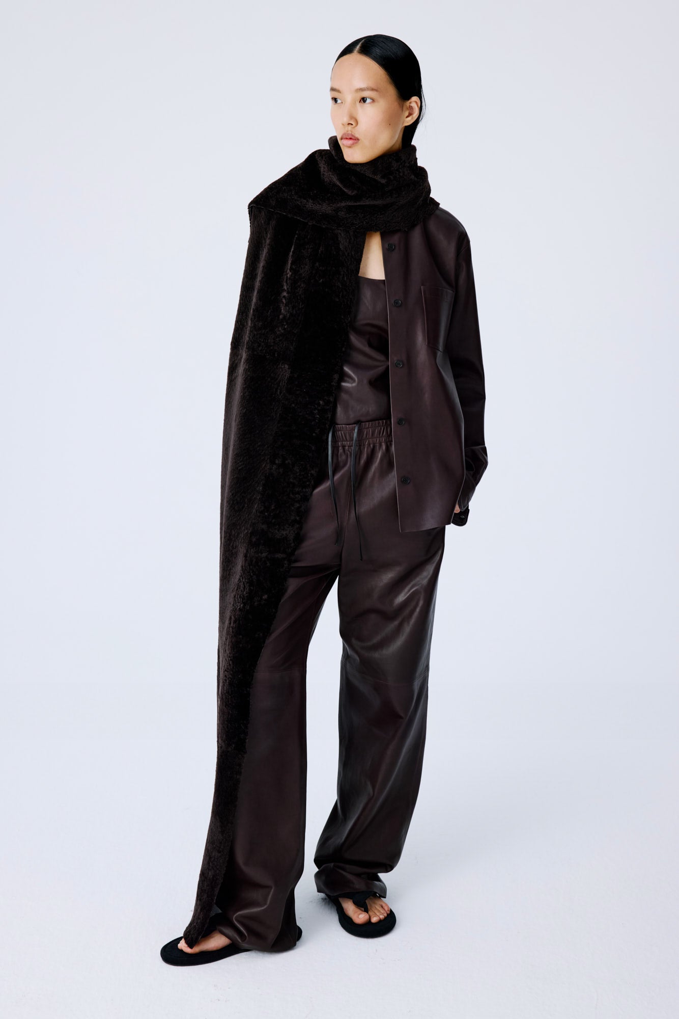 Shearling Cosmos Scarf - Dark Chocolate - Extra Long