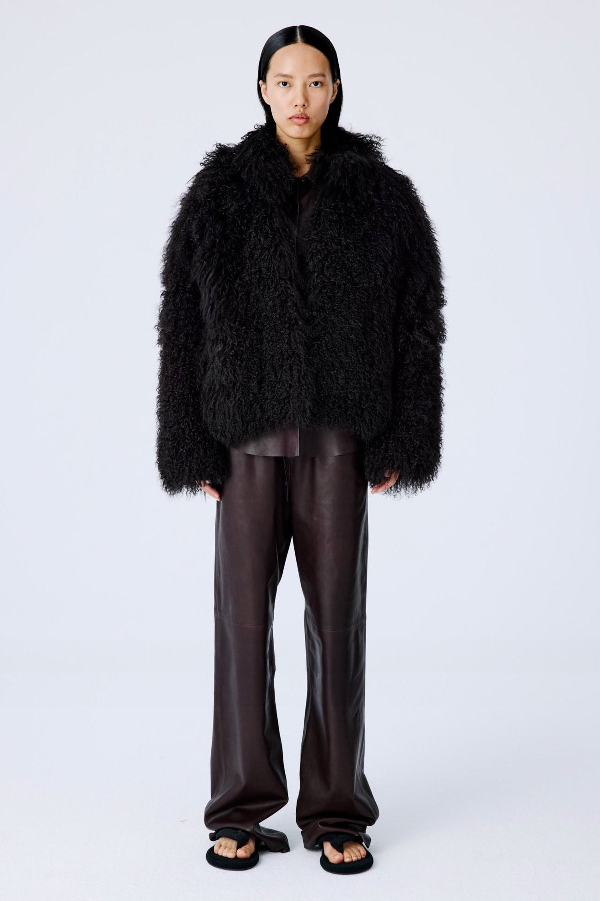 Shaggy Icon Coat | Mongolian Shearling – Dark Chocolate