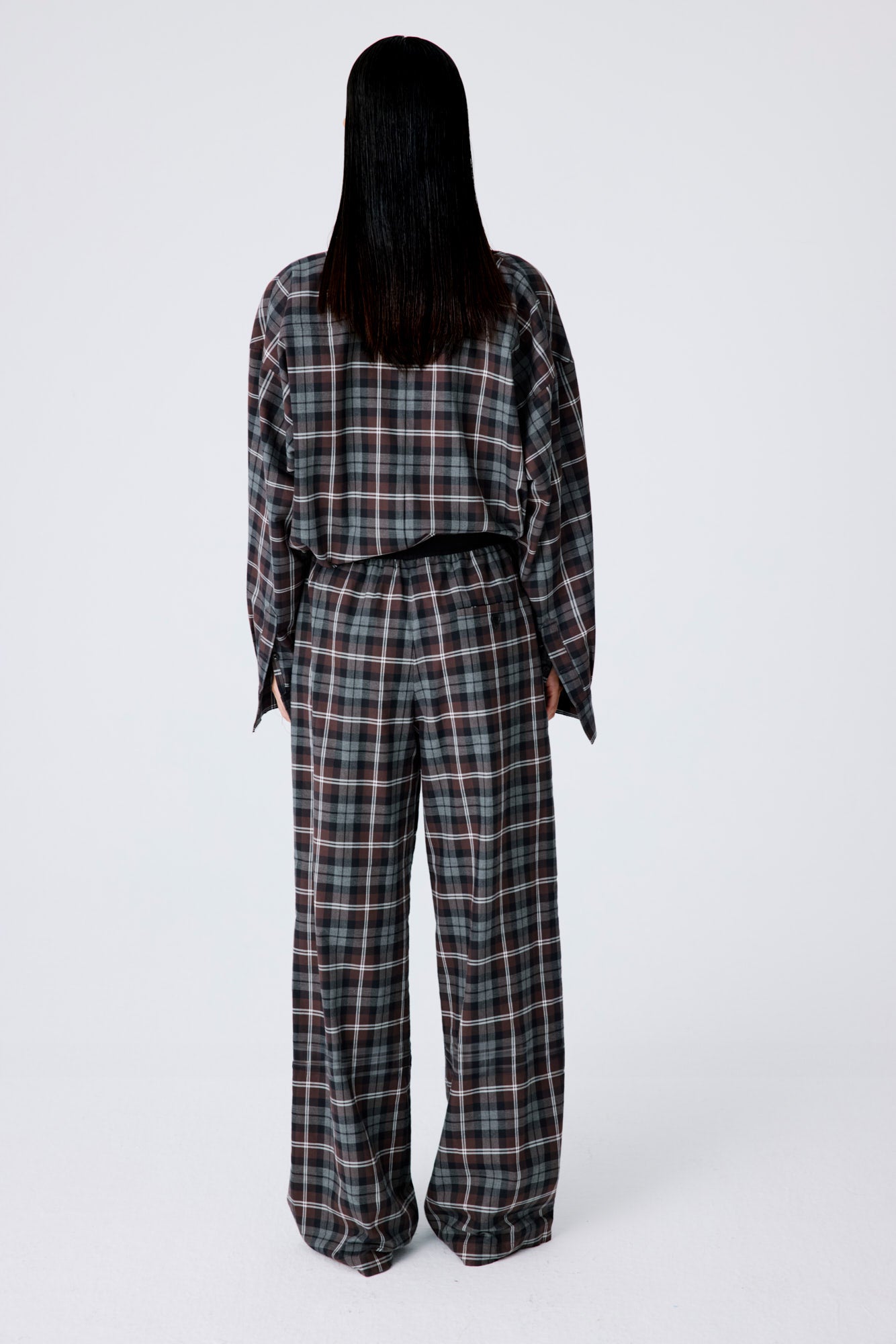 Lounge Pants In Plaid Flannel - Dark Brown
