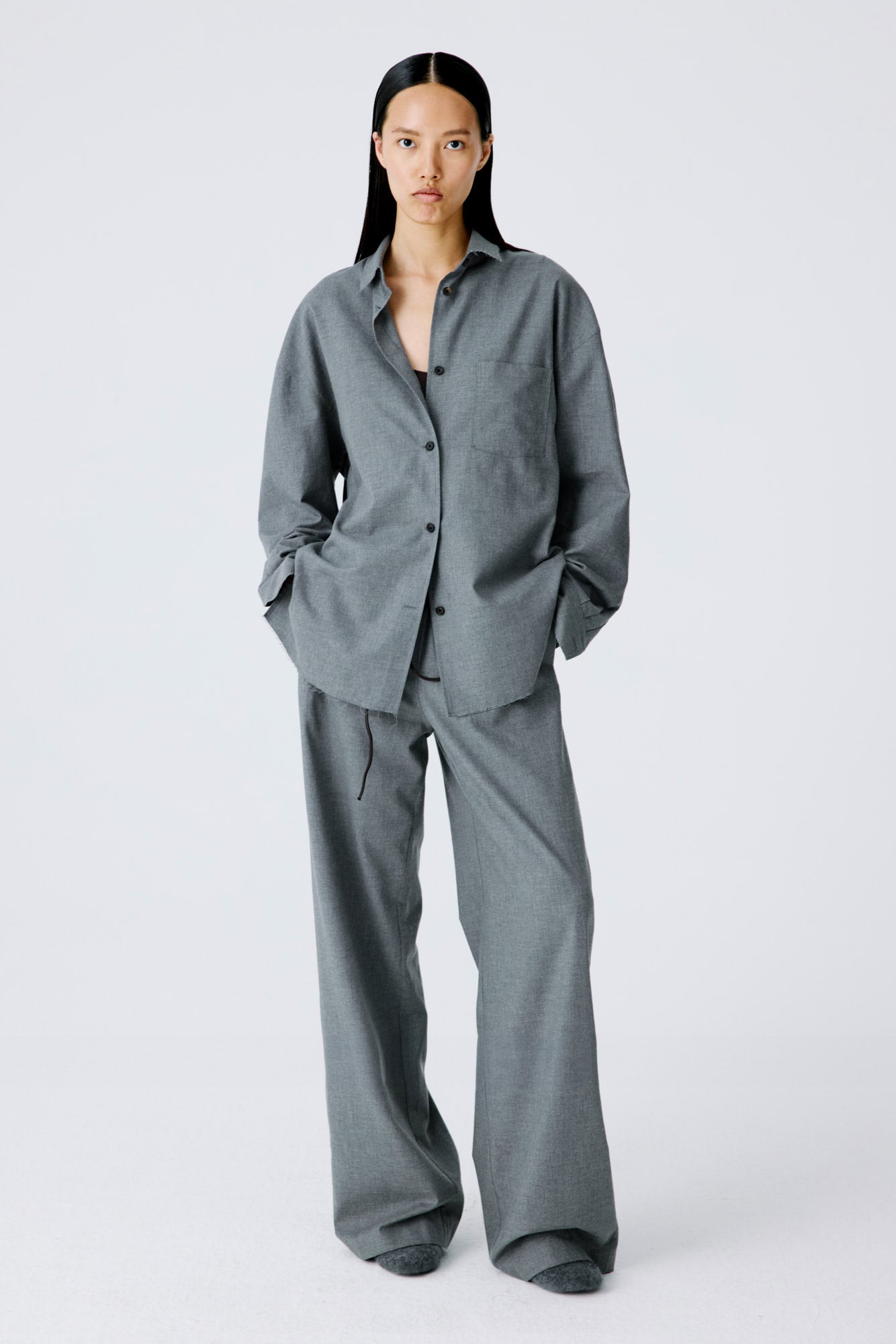 Tranquil Shirt In Soft Flannel - Grey Melange
