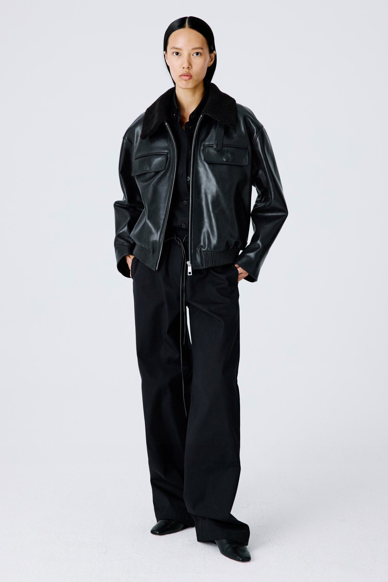 Love Pocketed Bomber Jacket - Black