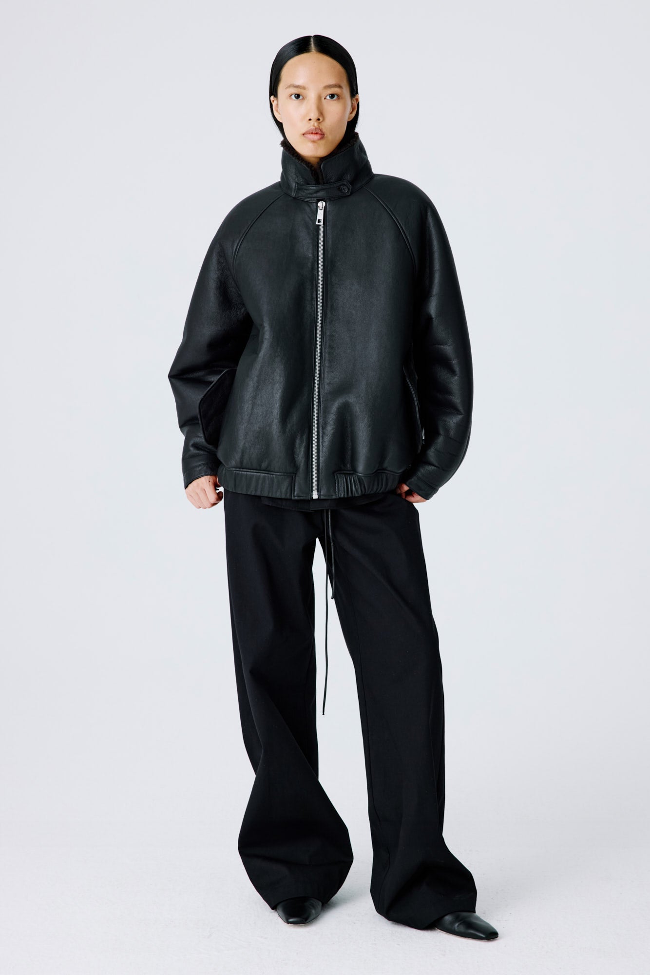 Whisper Shearling Jacket - Black/Burnt Oak
