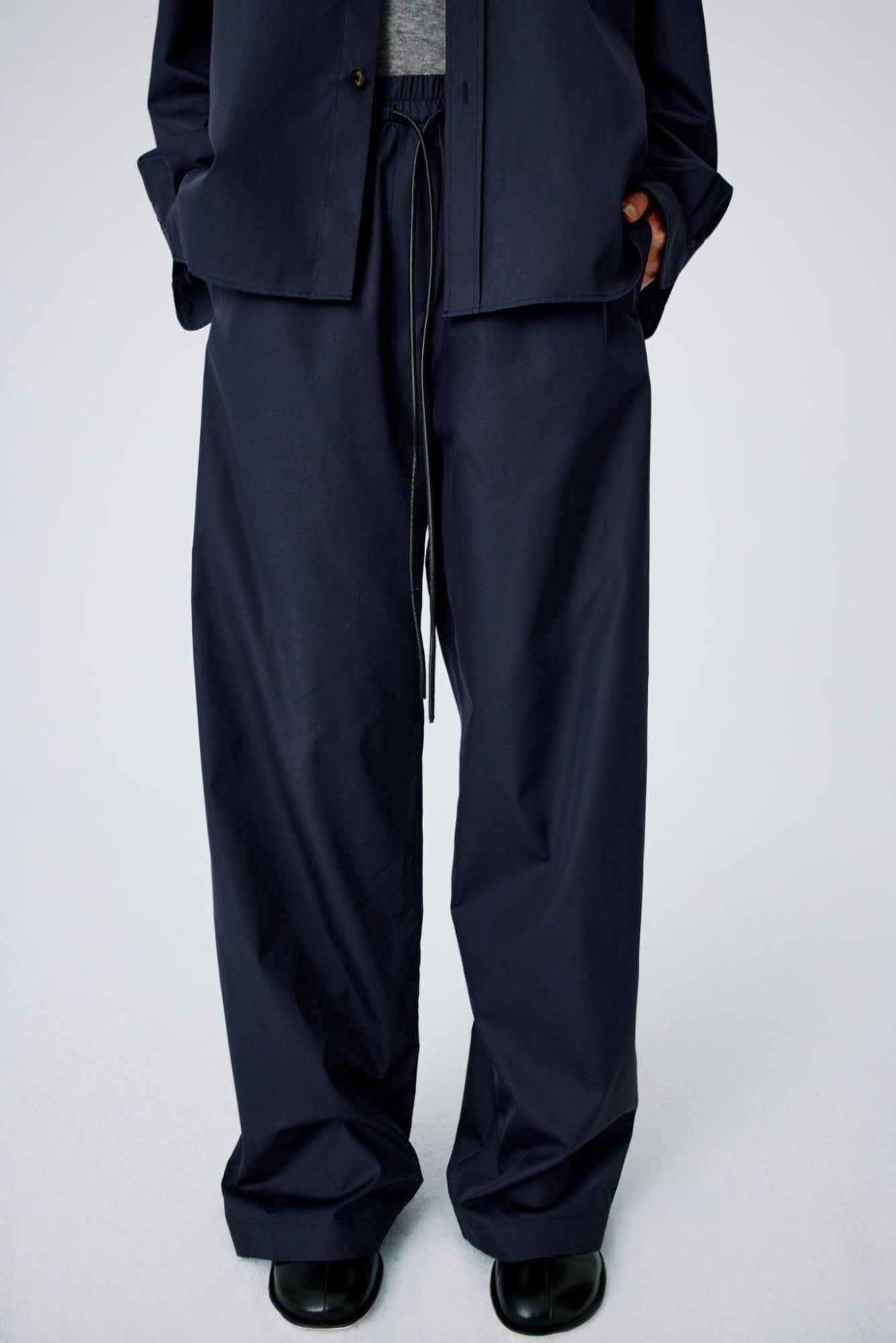 Lounge Pants In Cotton Poplin – Navy