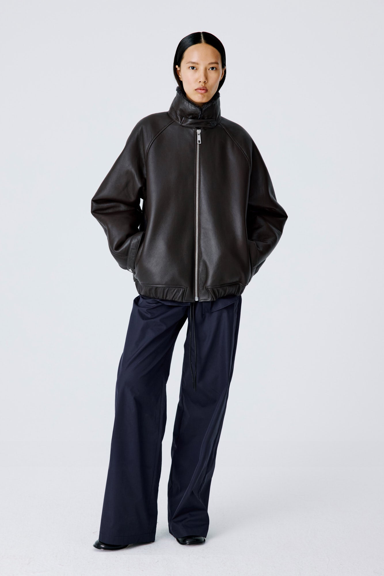 Whisper Shearling Jacket - Dark Brown/Grey