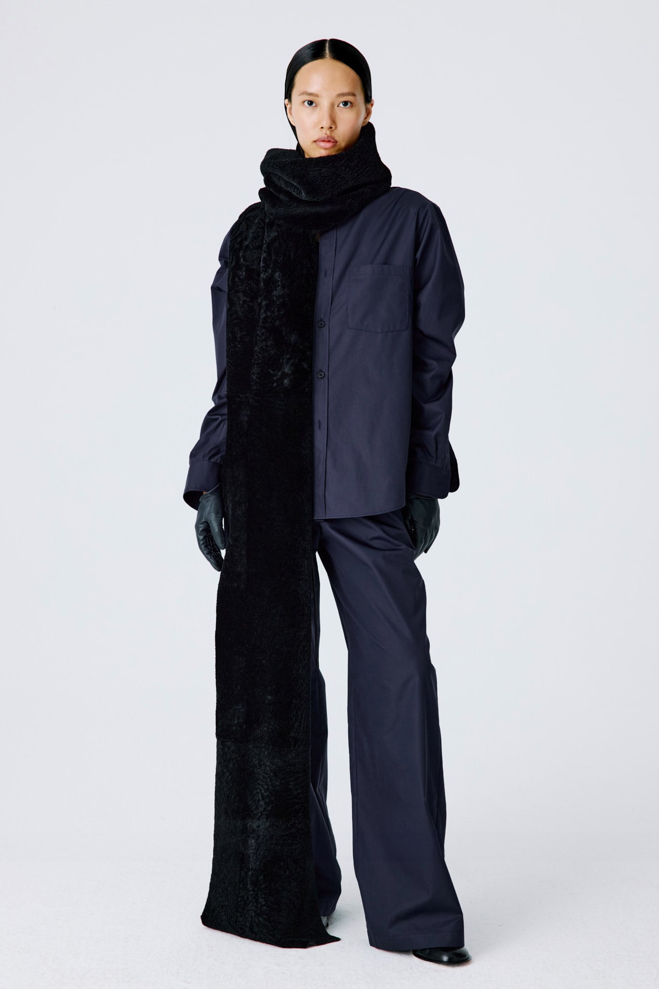 Shearling Cosmos Scarf - Black - Extra Long