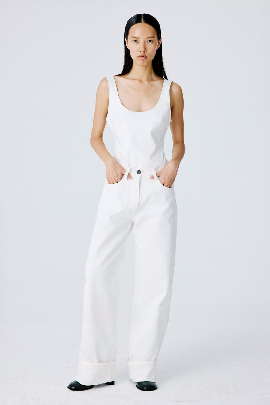 No Time Bodysuit | Leather – White