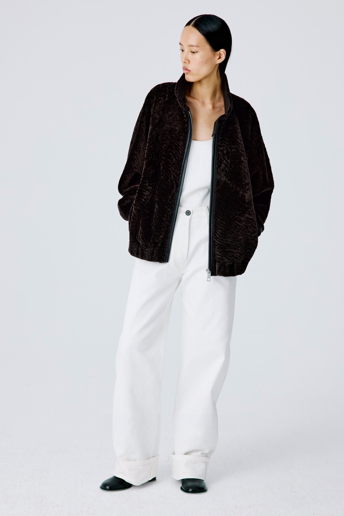 Whisper Outer Shearling Jacket - Dark Chocolate Cosmos