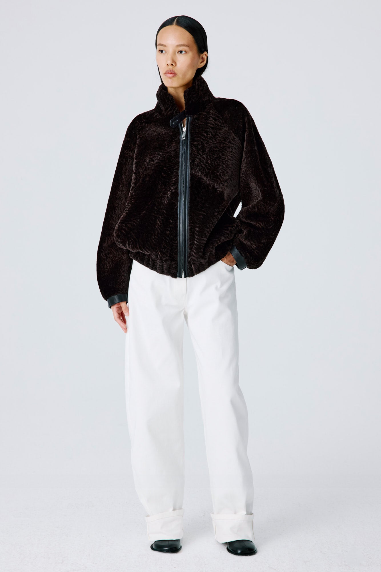 Whisper Outer Shearling Jacket - Dark Chocolate Cosmos