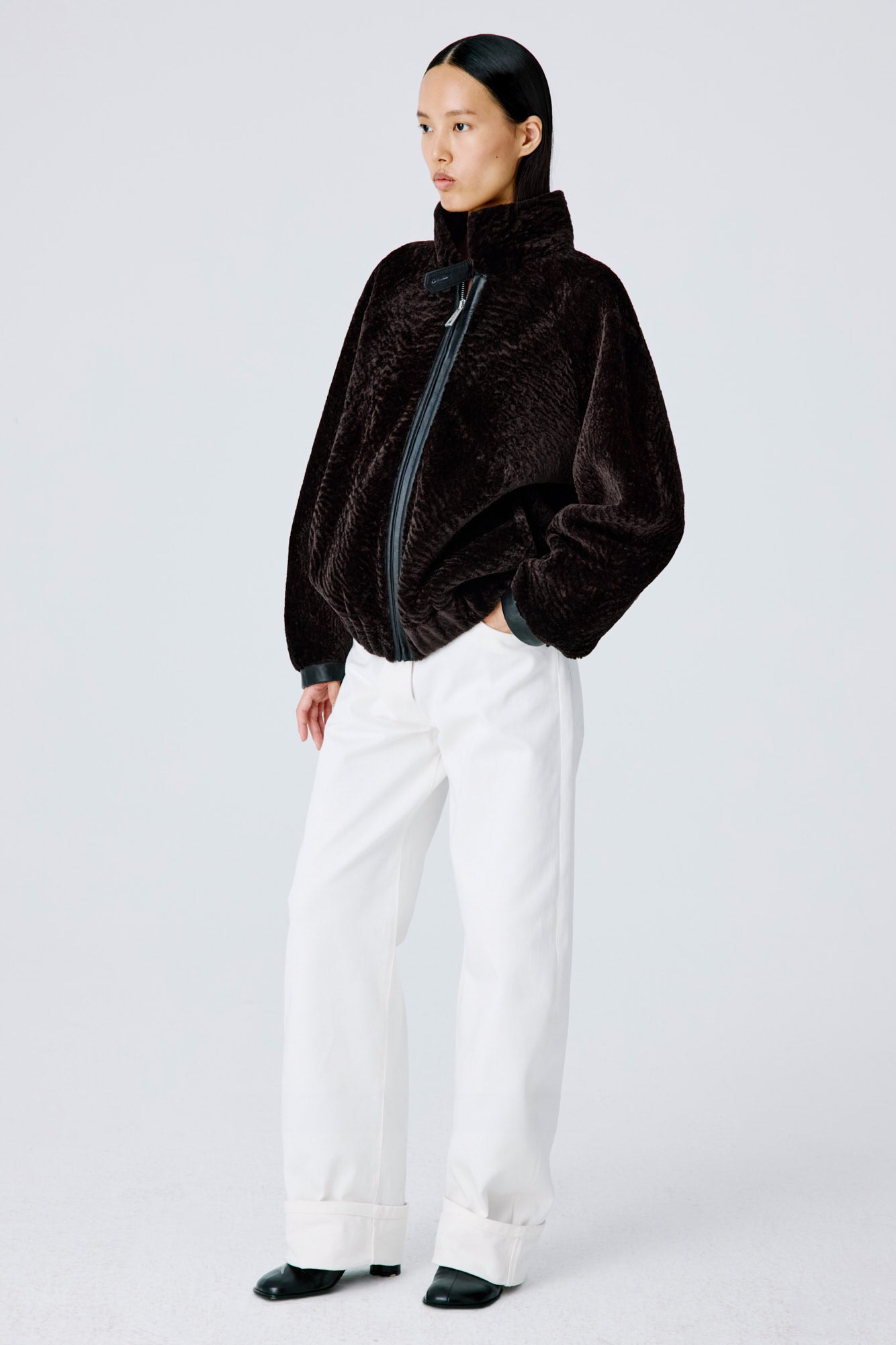 Whisper Outer Shearling Jacket - Dark Chocolate Cosmos – Common
