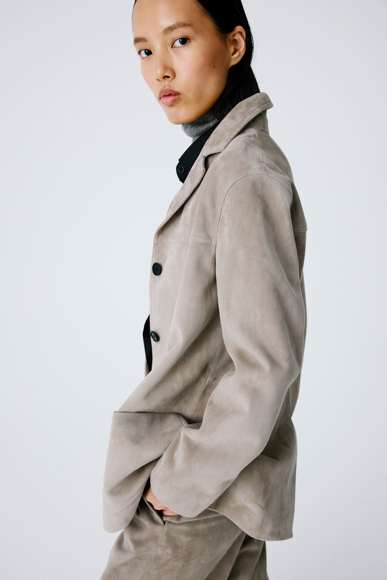 Suede Workwear Jacket - Bamboo Beige