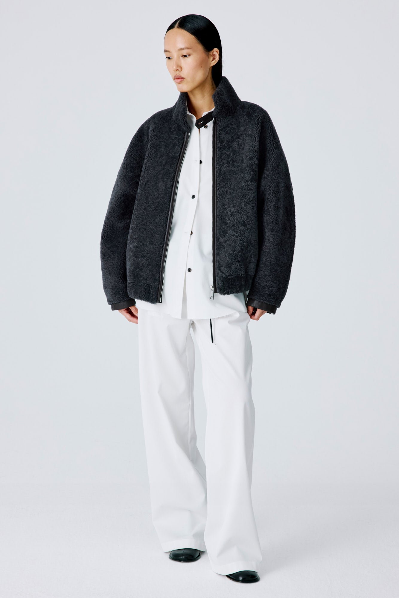 Whisper Outer Shearling Jacket - Grey